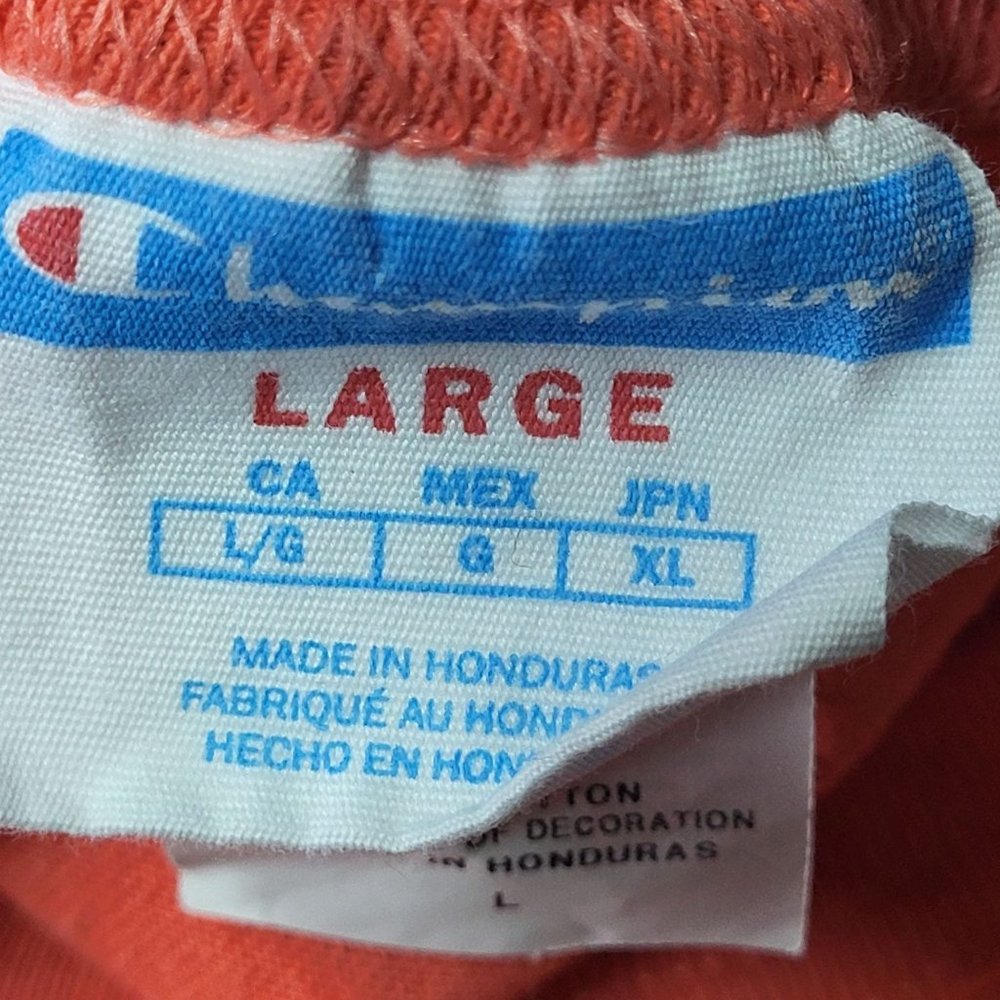 Vintage Look Champion Big C Embroidered Orange‎ T-Shirt Men's Size Large Top - Picture 6 of 12